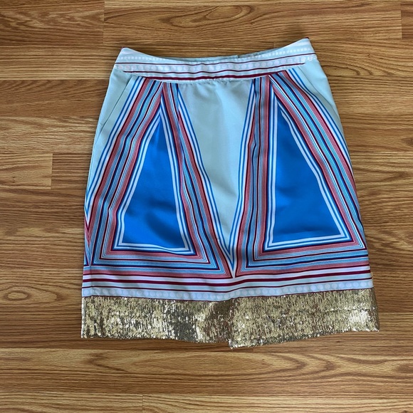 Colorful Anthropologie Skirt with Gold Trim - Picture 1 of 9
